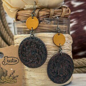 NEW *CLEARANCE* Women's Justin Leather Western Flower Earrings